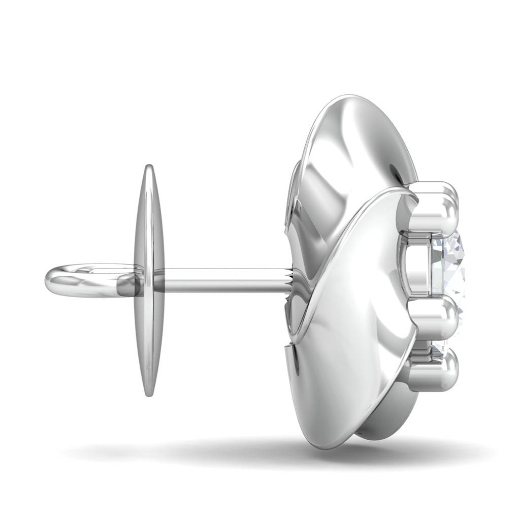 KuberBox 18K White Gold Ada Floral Earrings