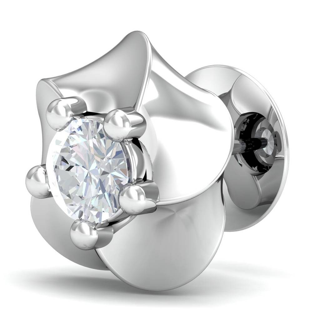 KuberBox 18K White Gold Ada Floral Earrings