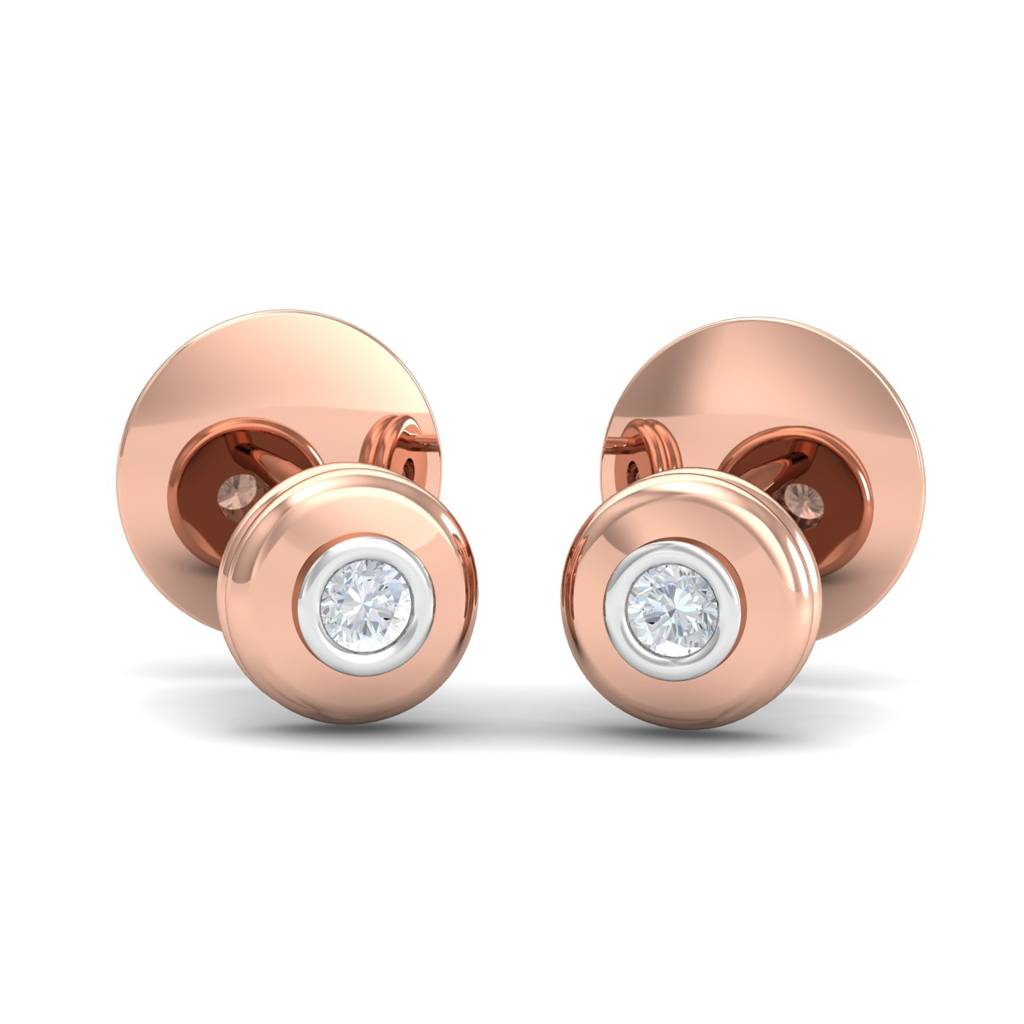 KuberBox 18K Rose Gold Anila Button Earrings