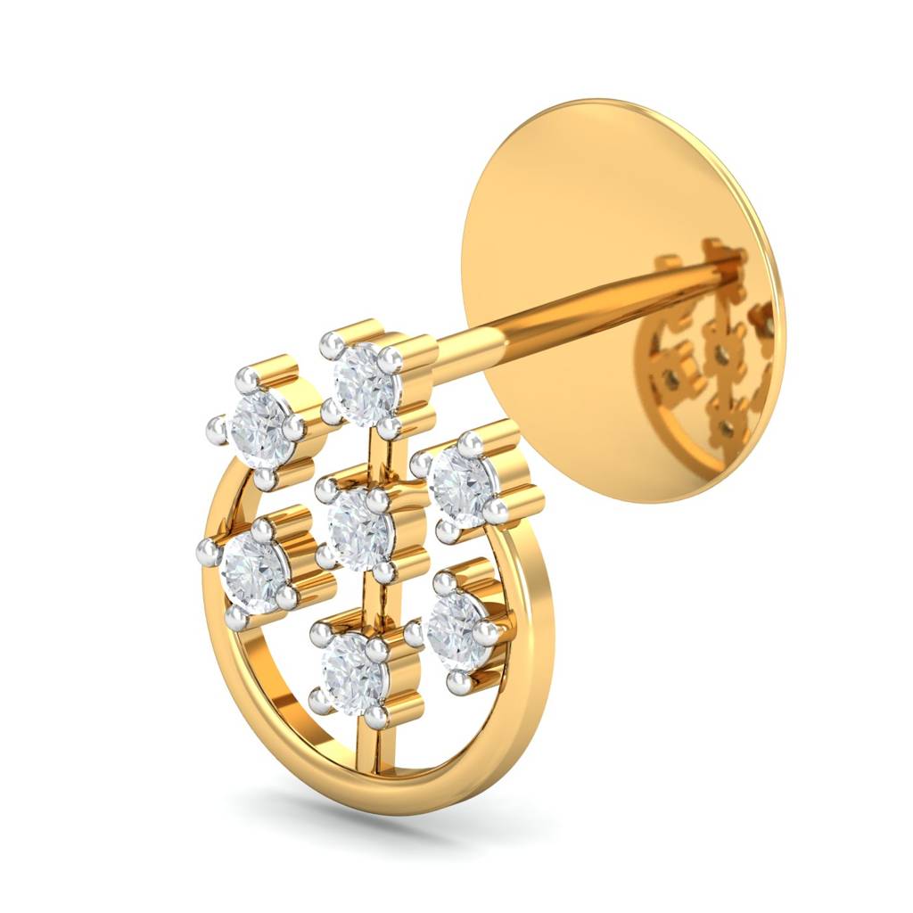 KuberBox 18K Yellow Gold Floral Charm Stud Earrings