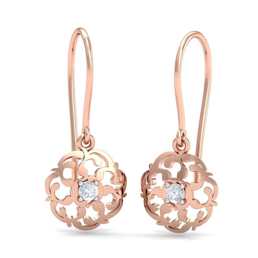 KuberBox 18K Rose Gold Filigree Hooped Earrings