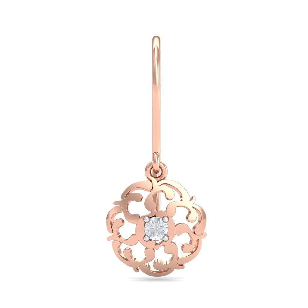 KuberBox 18K Rose Gold Filigree Hooped Earrings