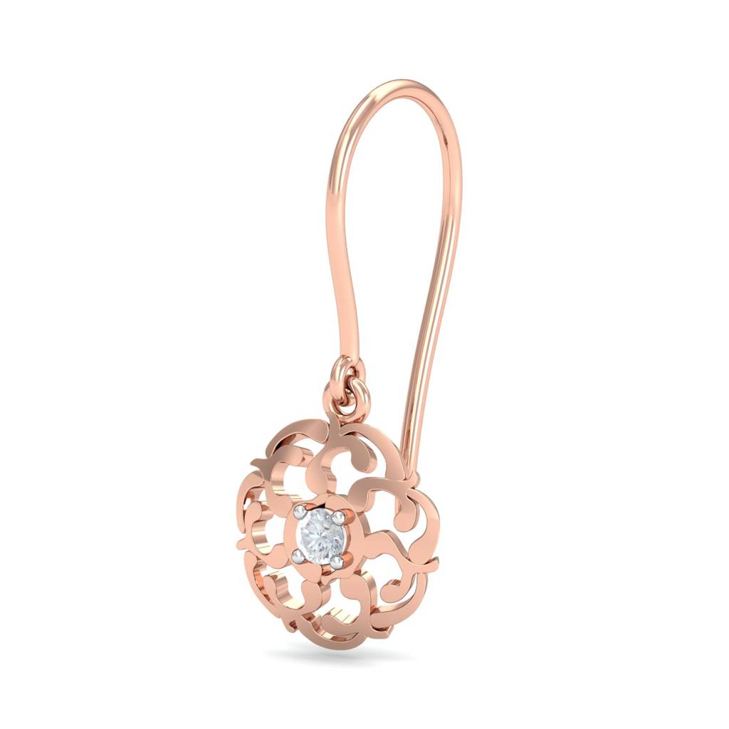 KuberBox 18K Rose Gold Filigree Hooped Earrings