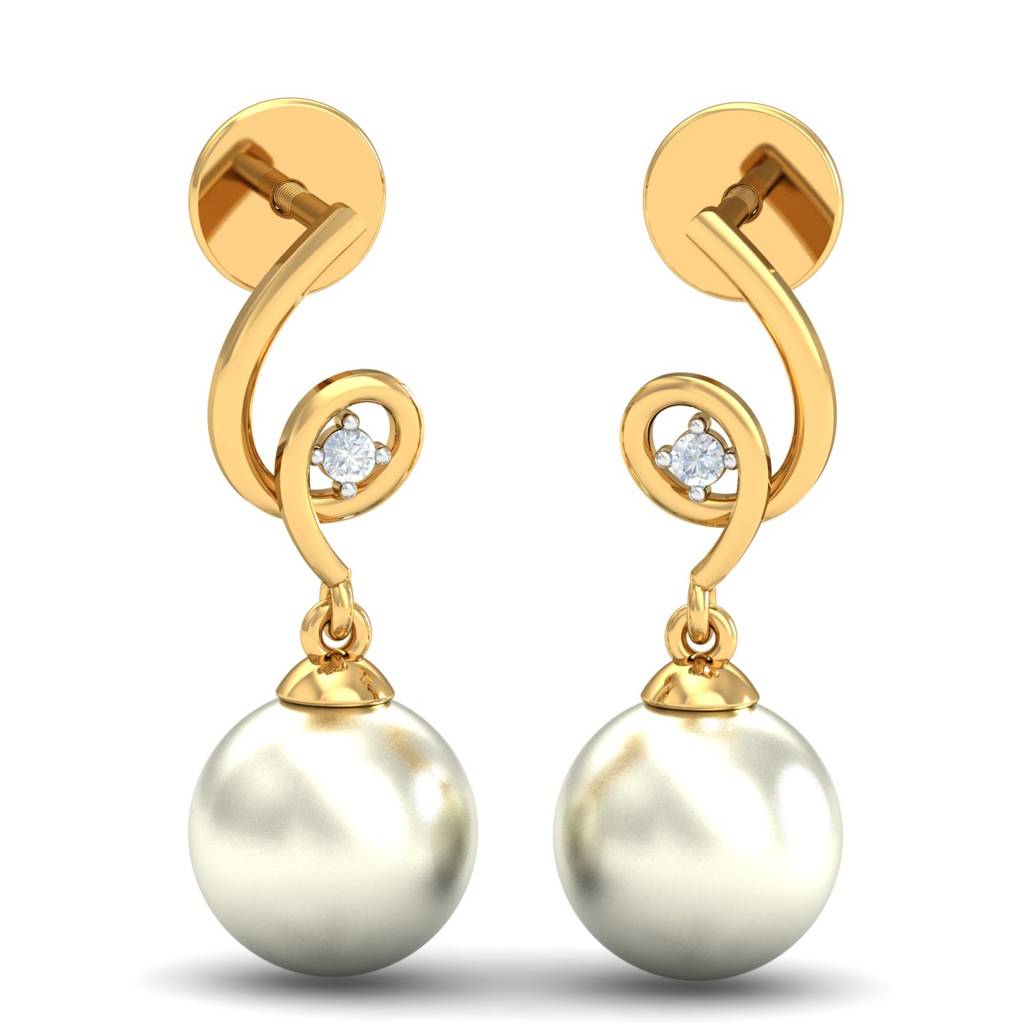 KuberBox 18K Yellow Gold Mabel Pearl Earrings