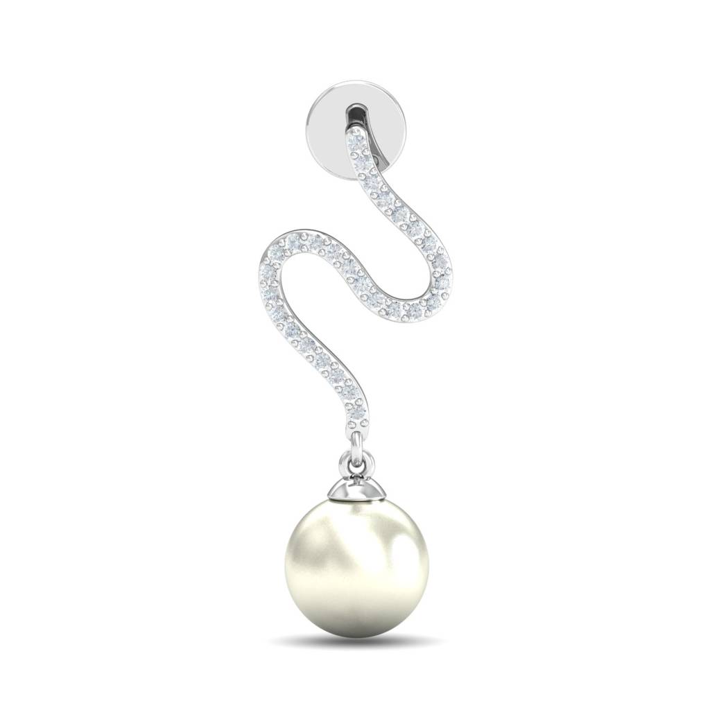 KuberBox 18K White Gold Pavla Pearl Earrings