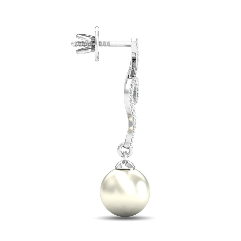 KuberBox 18K White Gold Pavla Pearl Earrings