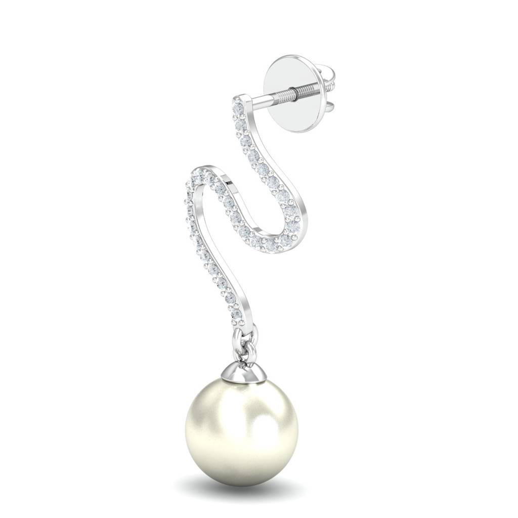 KuberBox 18K White Gold Pavla Pearl Earrings