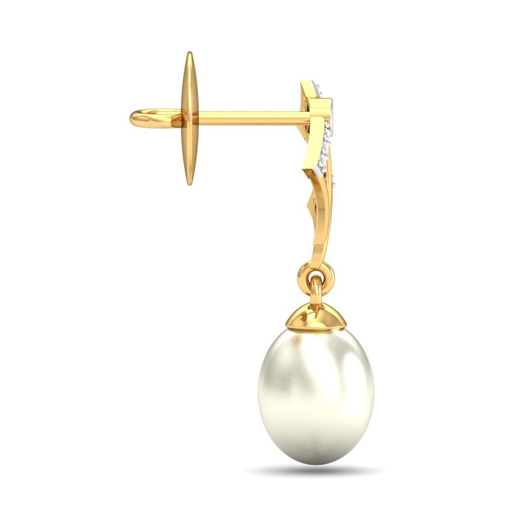 KuberBox 18K Yellow Gold Fancy Pearl Drop Earrings