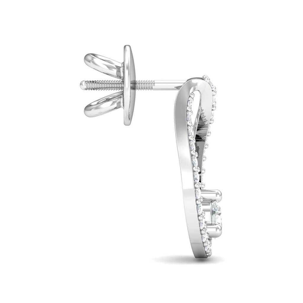 KuberBox 18K White Gold Kyra Sparkle Stud Earrings