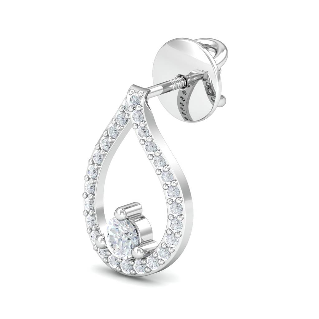 KuberBox 18K White Gold Kyra Sparkle Stud Earrings