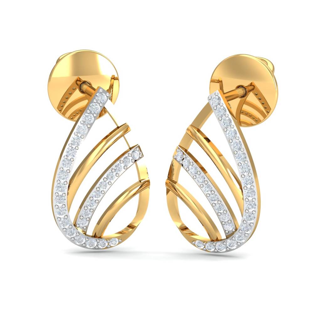 KuberBox 18K Yellow Gold Mahi Trendy Stud Earrings