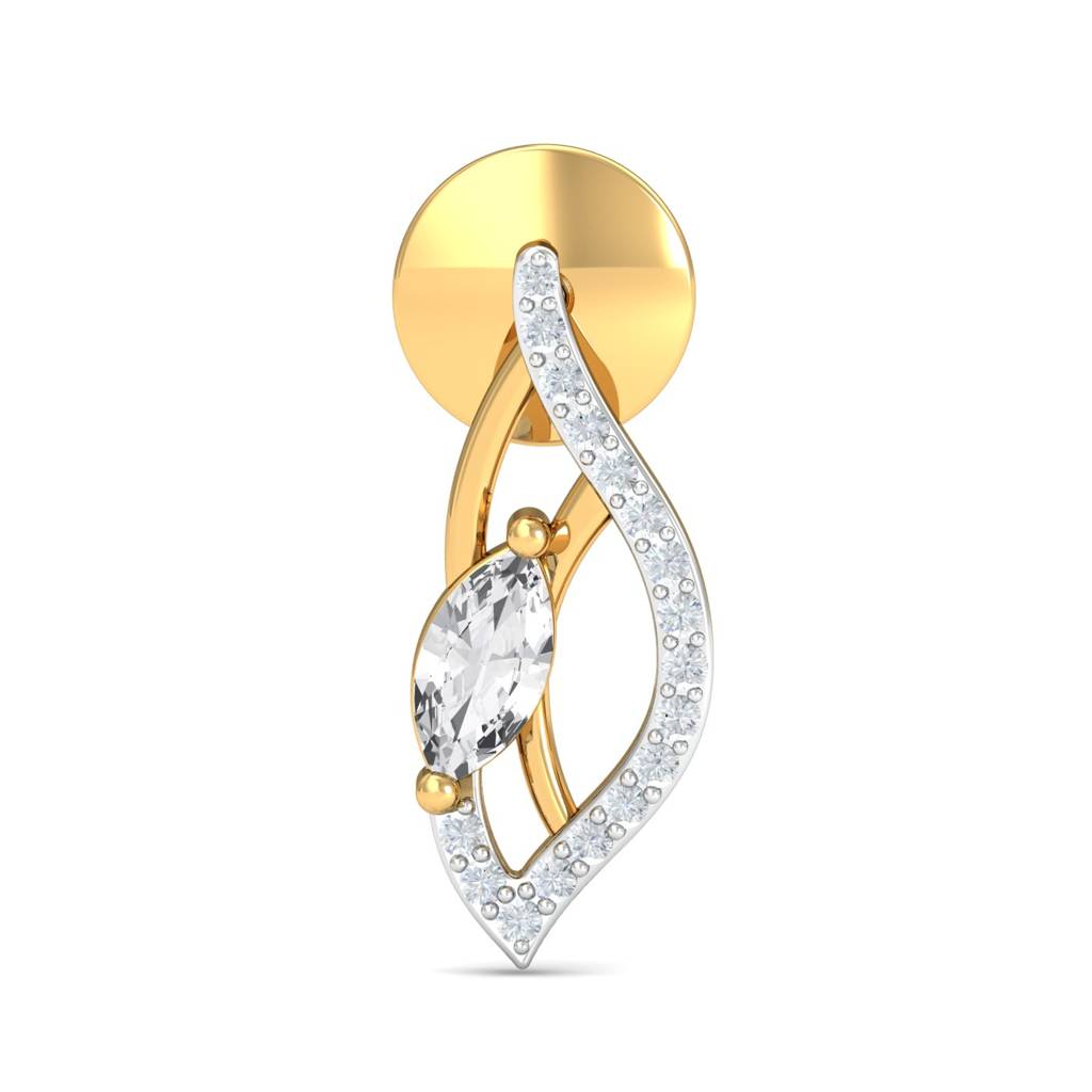 KuberBox 18K Yellow Gold Monica White Topaz Stud Earrings