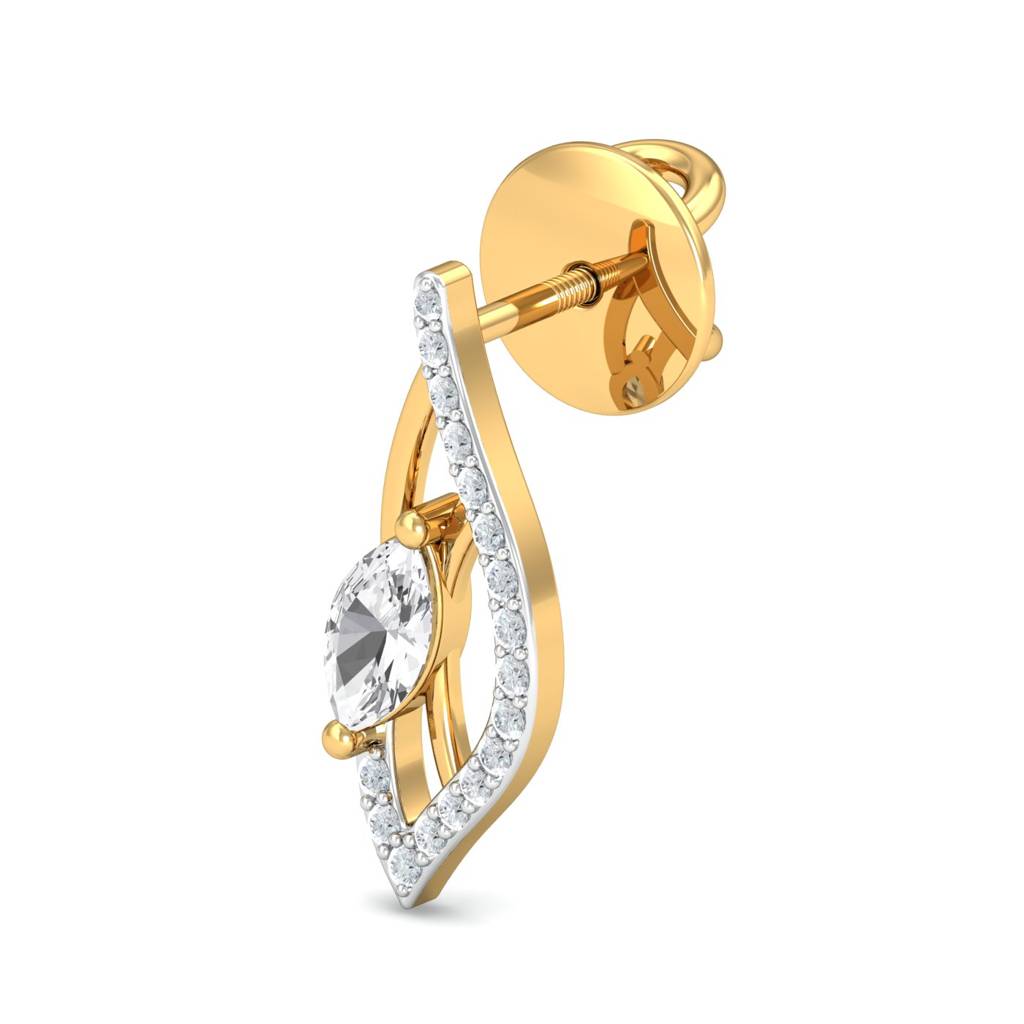 KuberBox 18K Yellow Gold Monica White Topaz Stud Earrings