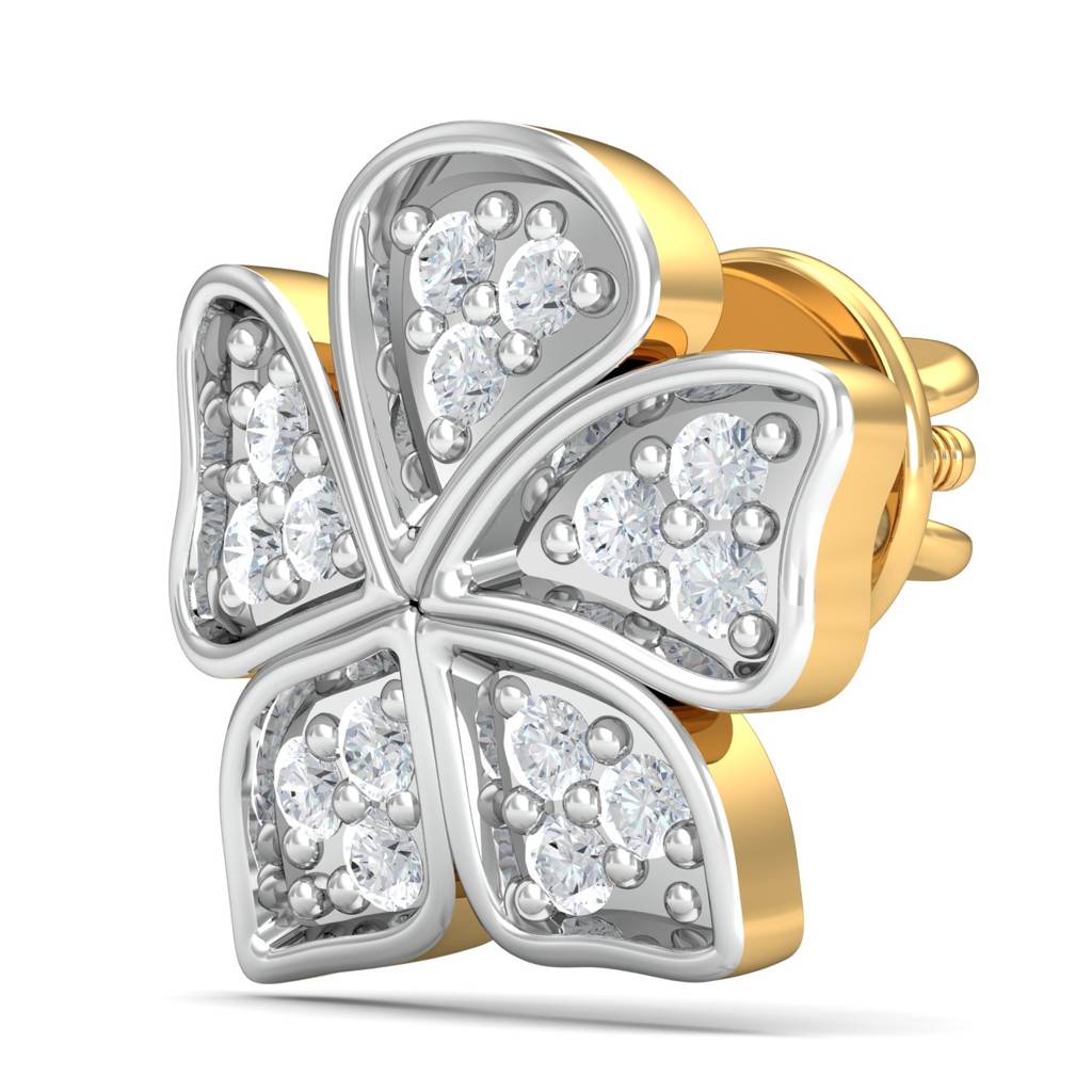 KuberBox 18K Yellow Gold Tanya Floral Stud Earrings