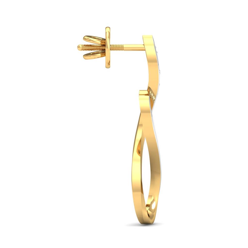 KuberBox 18K Yellow Gold Tara Glittery Dangle Earring