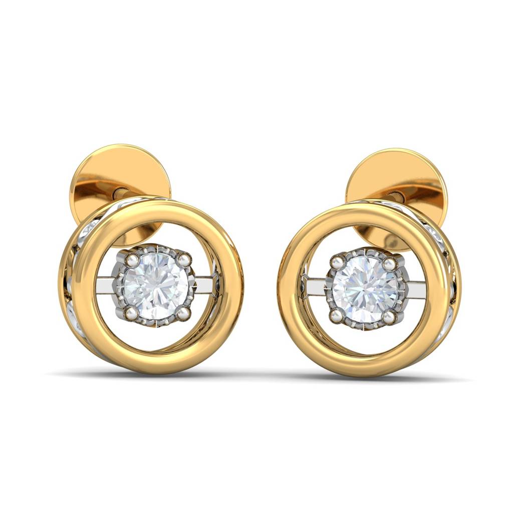 KuberBox 18K Yellow Gold Daphne Solitaire Stud Earrings