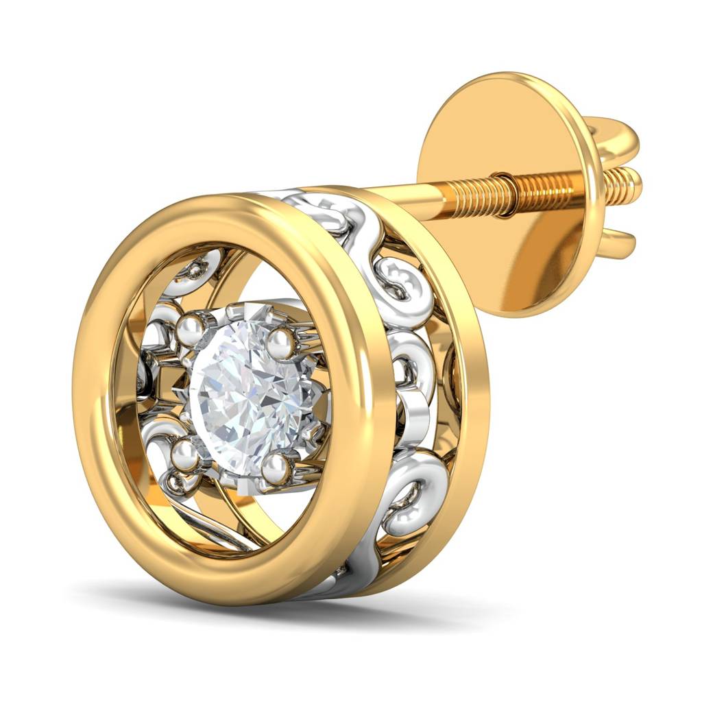 KuberBox 18K Yellow Gold Daphne Solitaire Stud Earrings