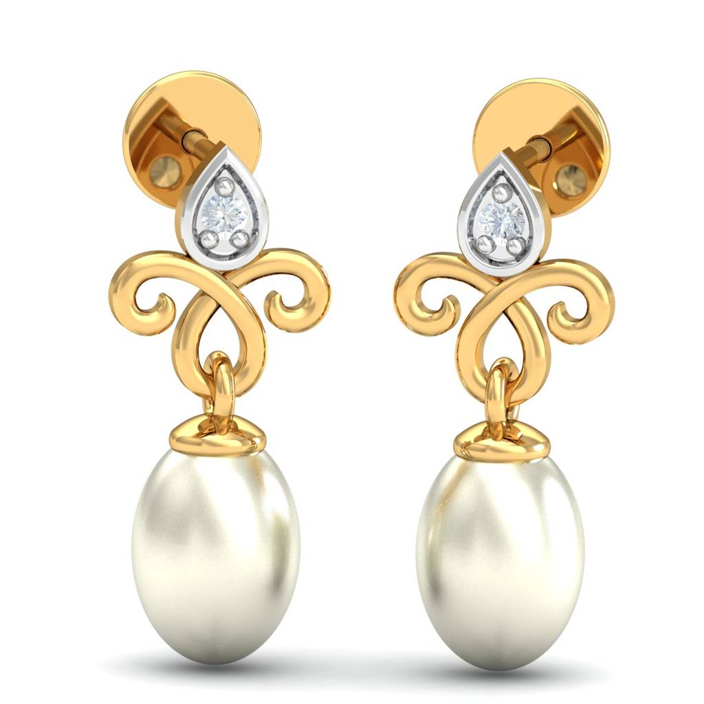 KuberBox 18K Yellow Gold Kiya Pearl Drop Earrings