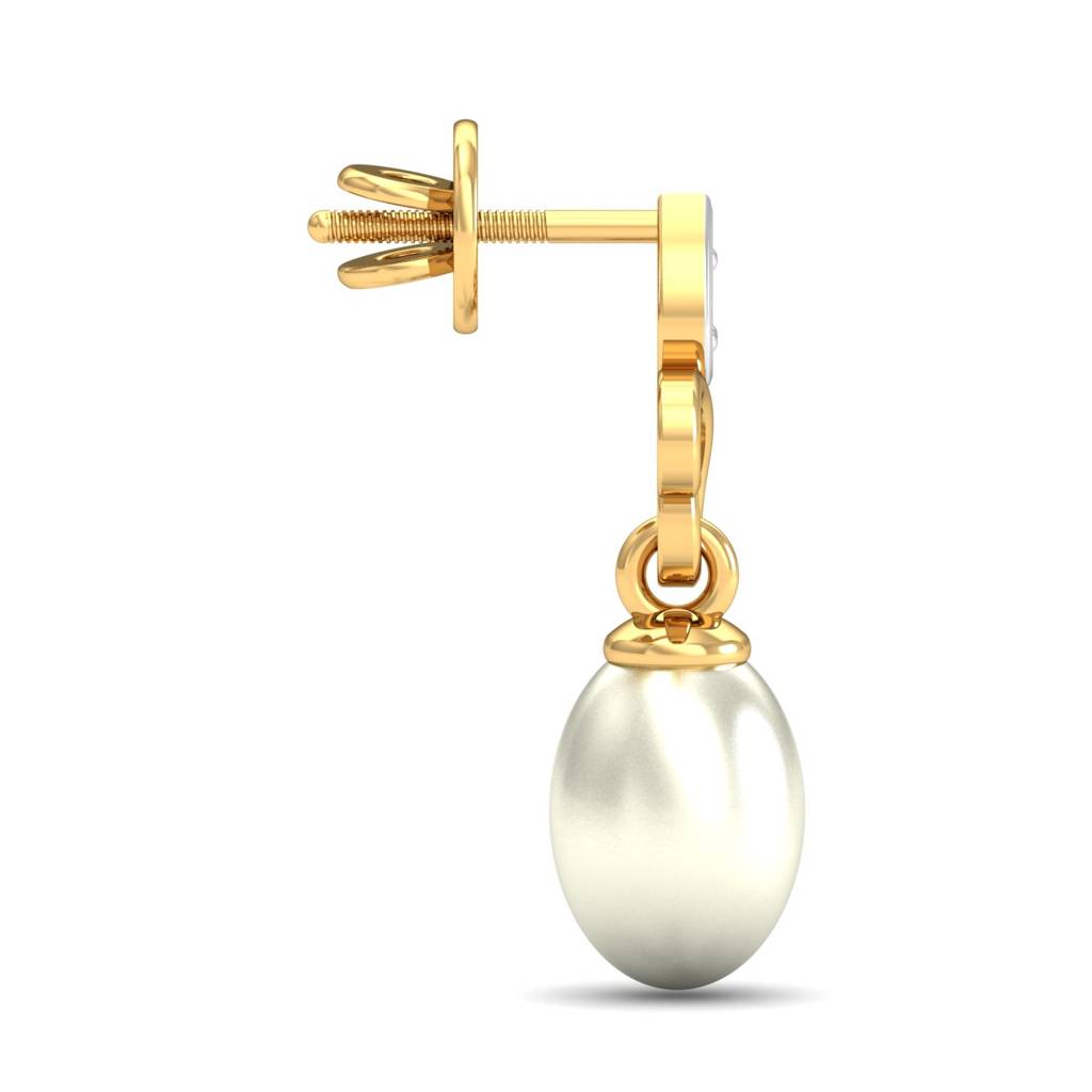 KuberBox 18K Yellow Gold Kiya Pearl Drop Earrings