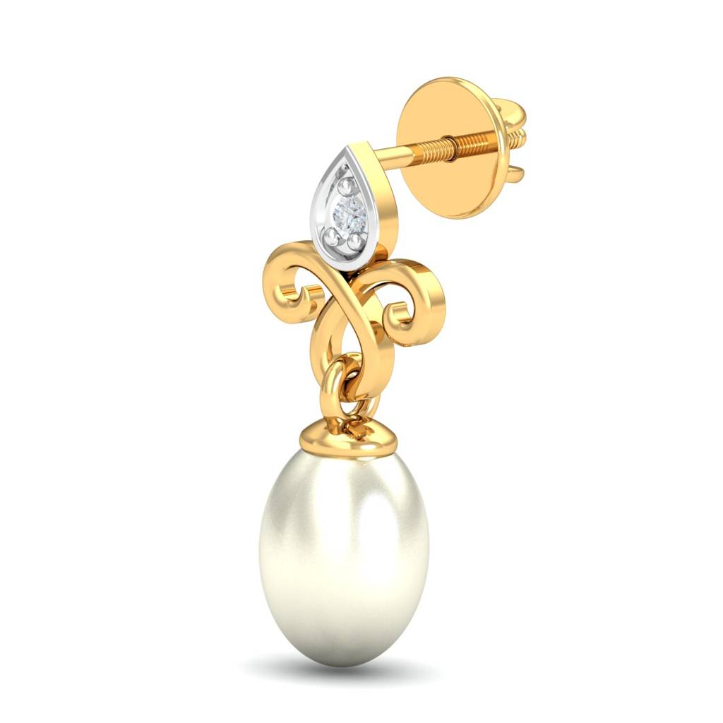 KuberBox 18K Yellow Gold Kiya Pearl Drop Earrings