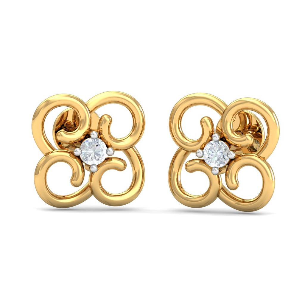 KuberBox 18K Yellow Gold Zoie Curvy Stud Earrings