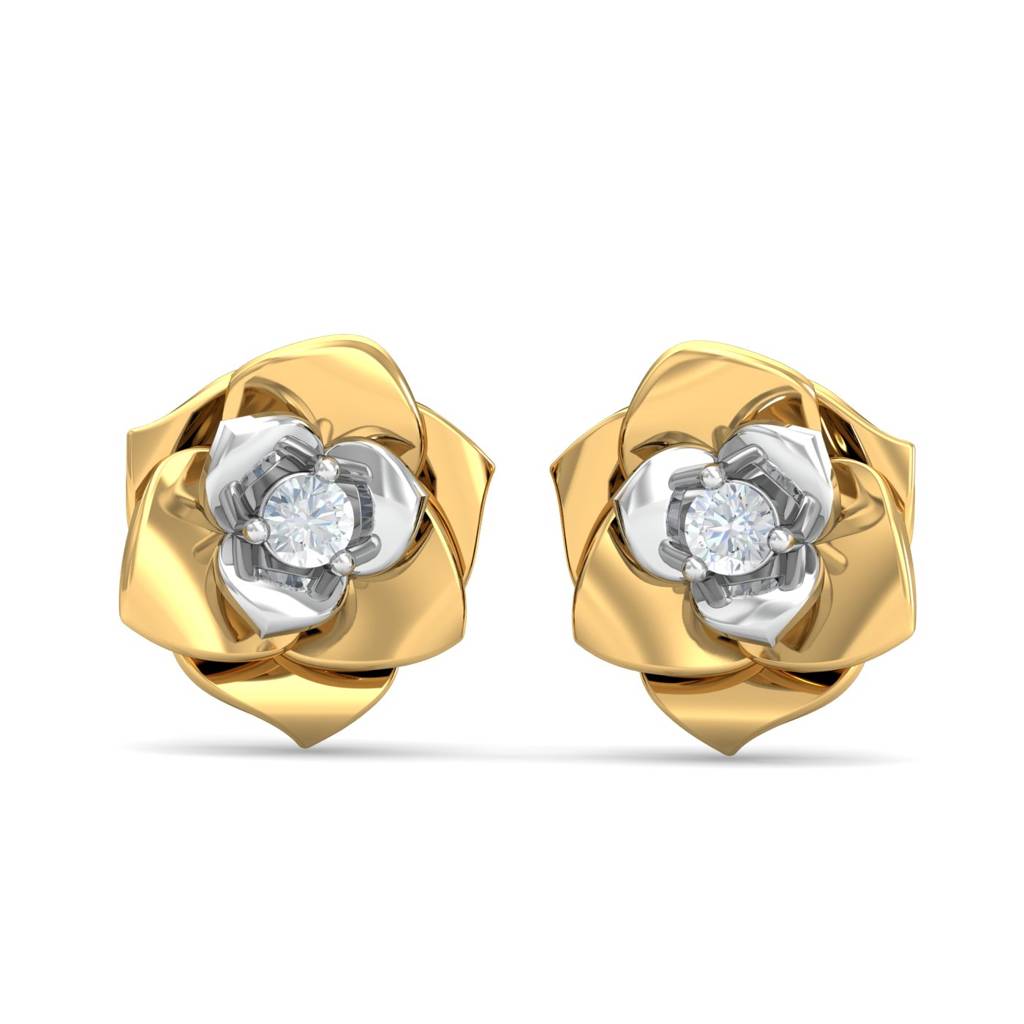 KuberBox 18K Yellow Gold Suzie Rose Stud Earrings