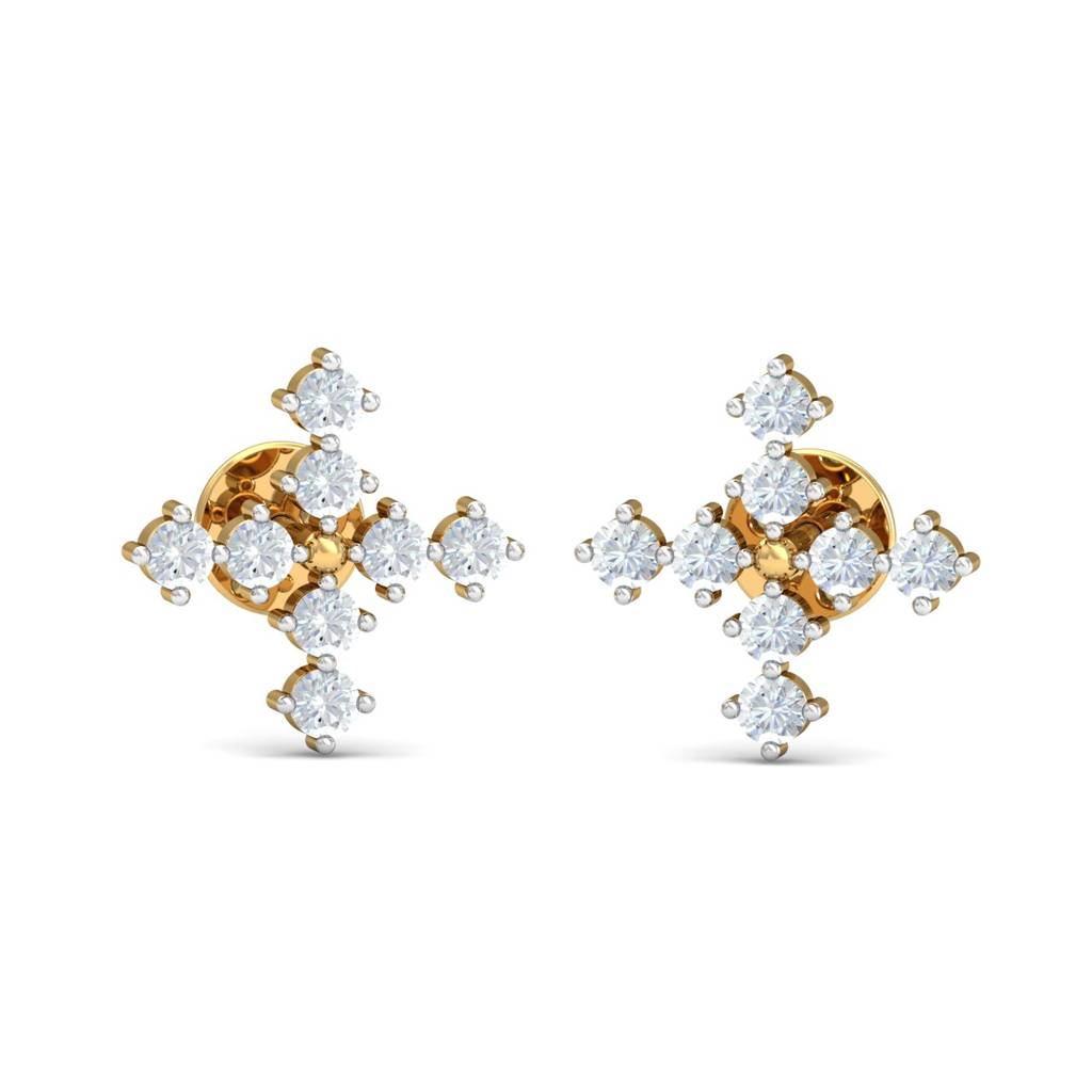 KuberBox 18K Yellow Gold Emily Cross Stud Earrings