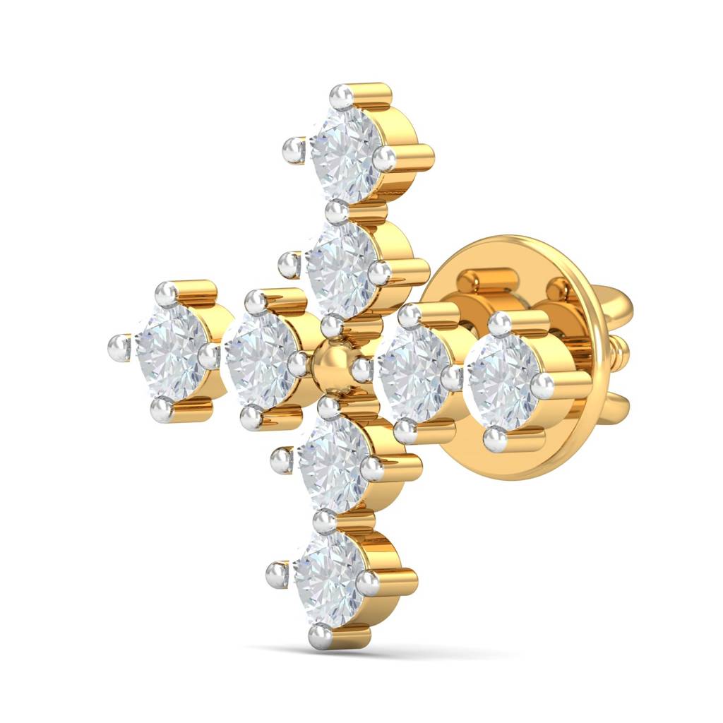 KuberBox 18K Yellow Gold Emily Cross Stud Earrings