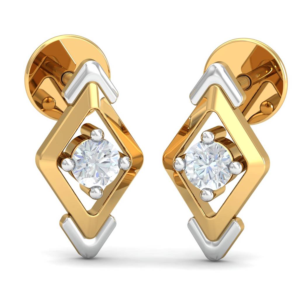 KuberBox 18K Yellow Gold Jay Trendy Earrings