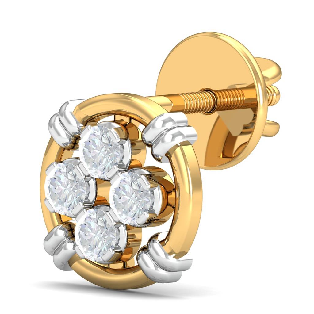KuberBox 18K Yellow Gold Klye Circular Stud Earrings