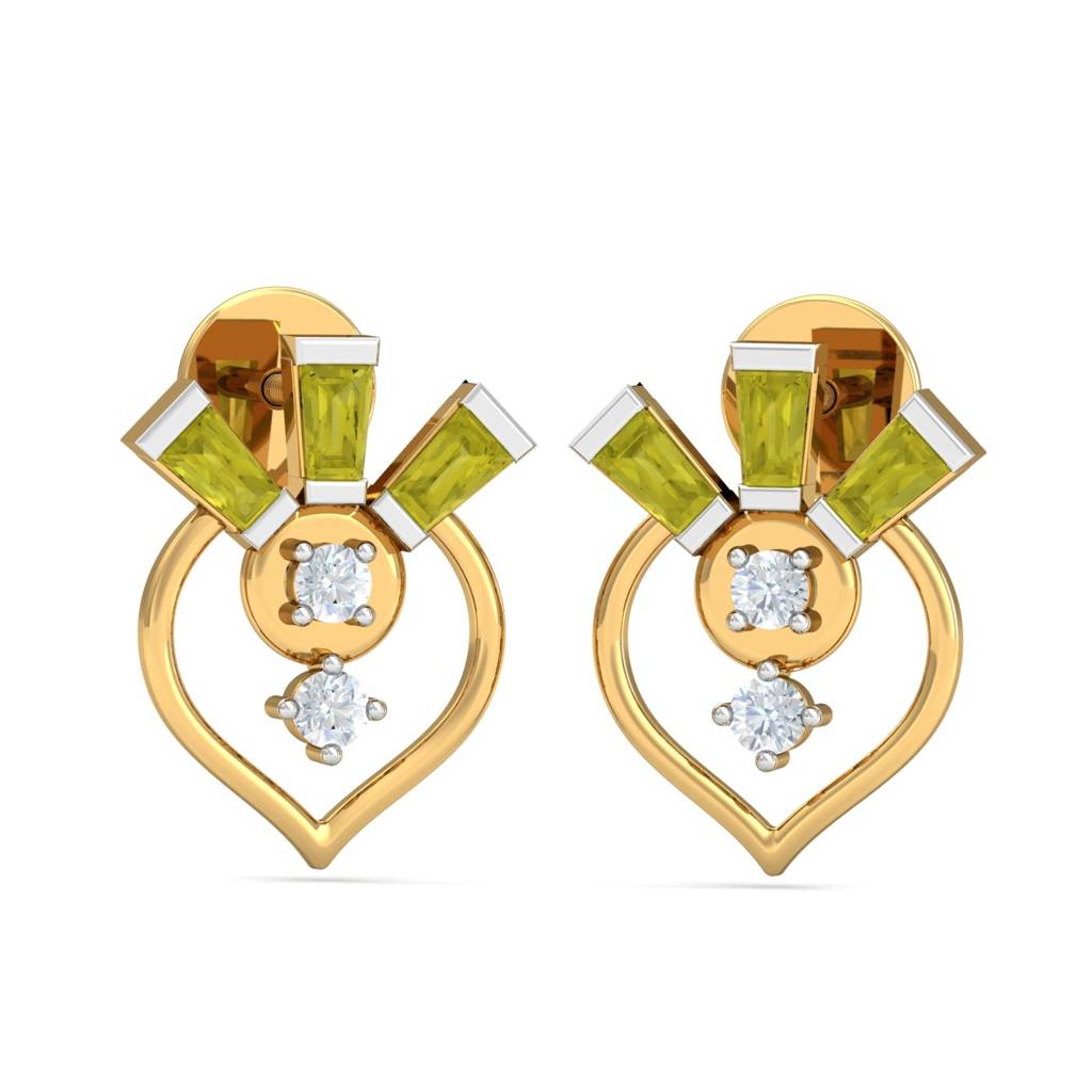 KuberBox 18K Yellow Gold Ginnie Fancy Stud Earrings