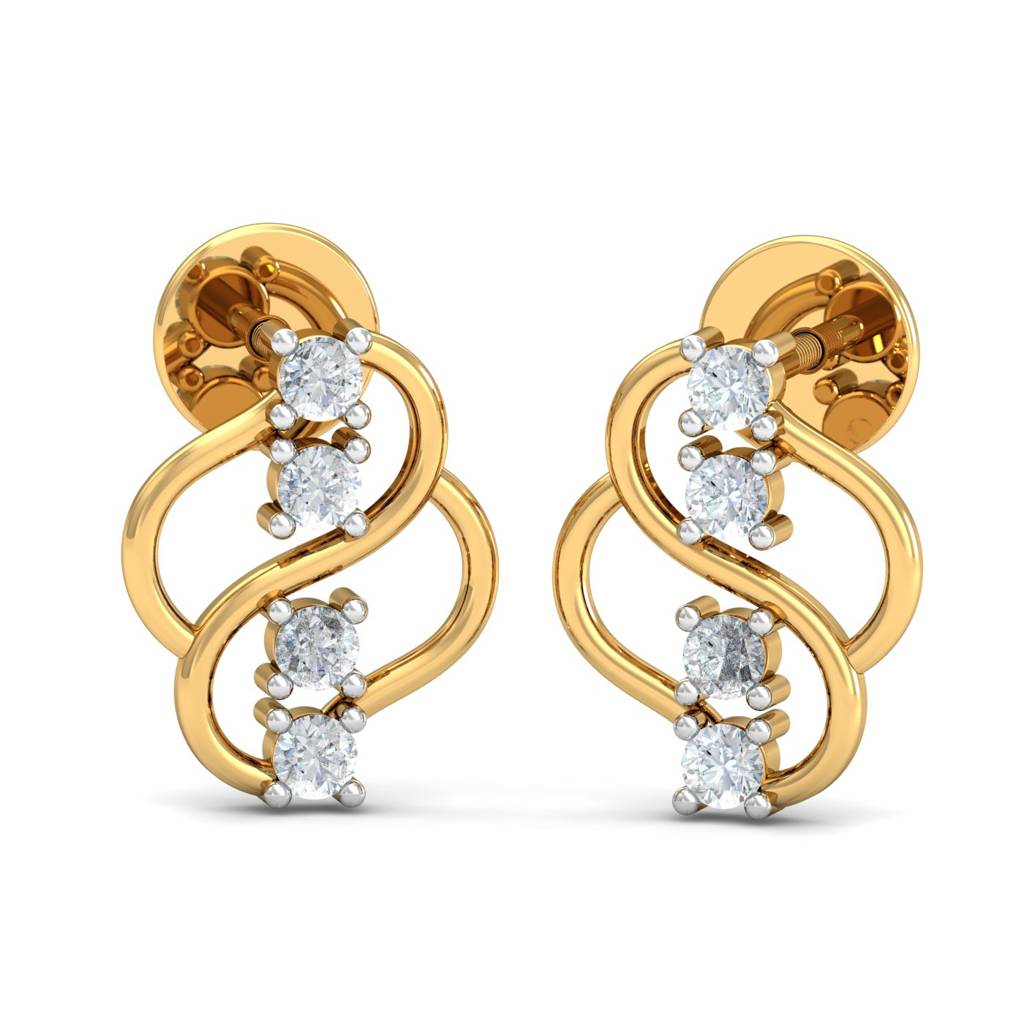 KuberBox 18K Yellow Gold Carol Curvy Stud Earrings