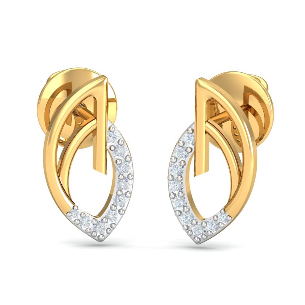 KuberBox 18K Yellow Gold Duplay Stud Earrings