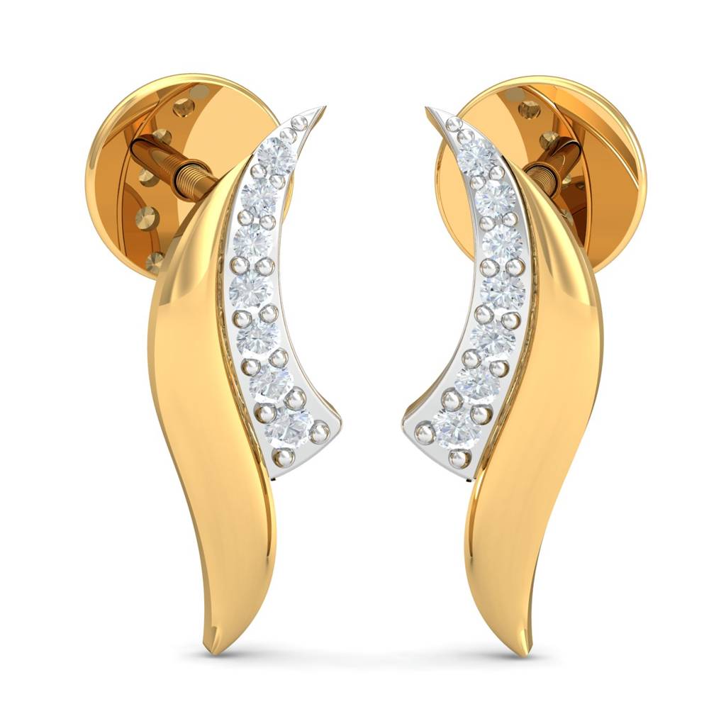 KuberBox 18K Yellow Gold Nova Stud Earrings