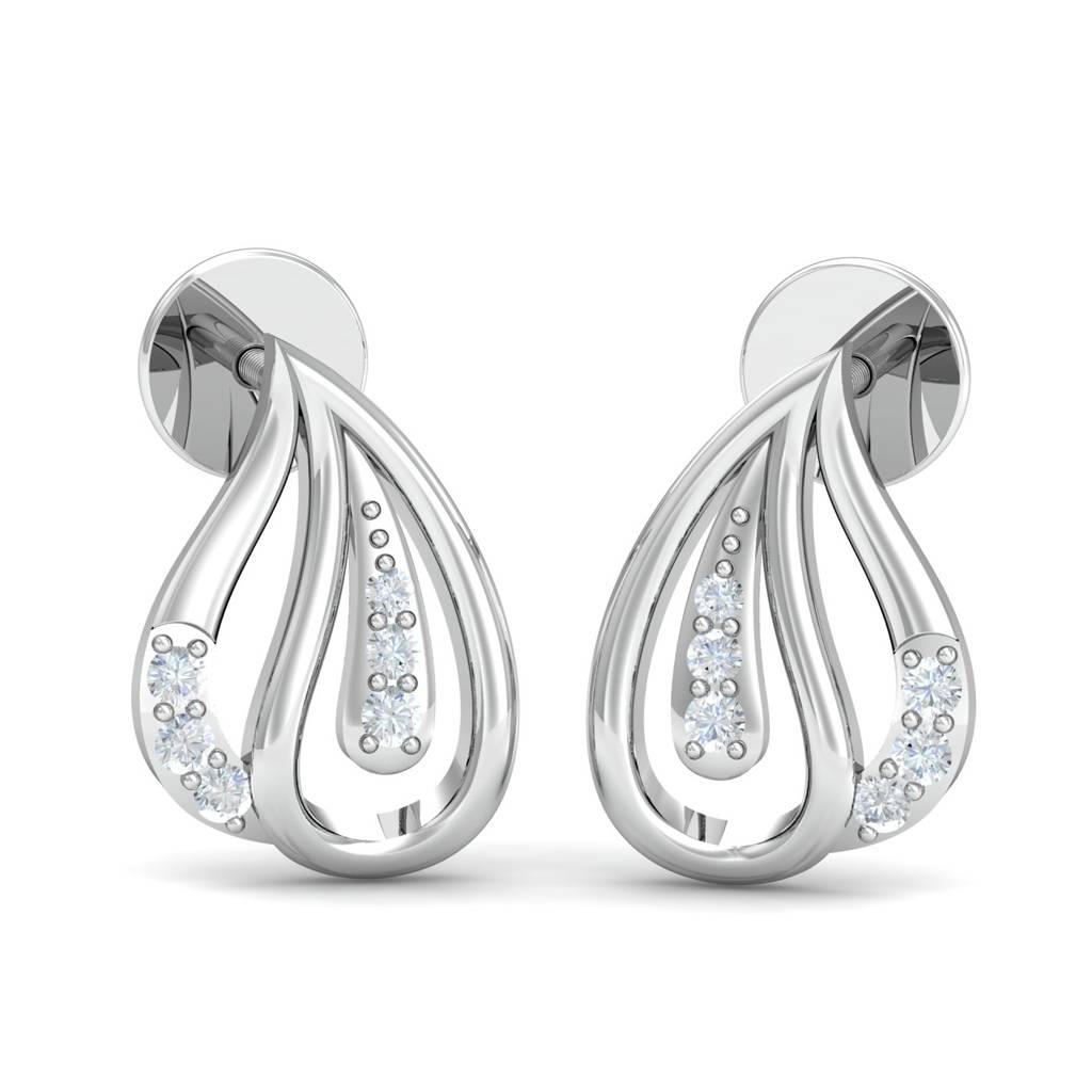 KuberBox 18K White Gold Milagros Stud Earrings