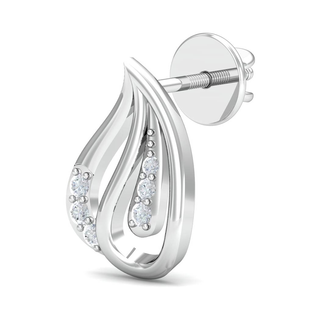 KuberBox 18K White Gold Milagros Stud Earrings