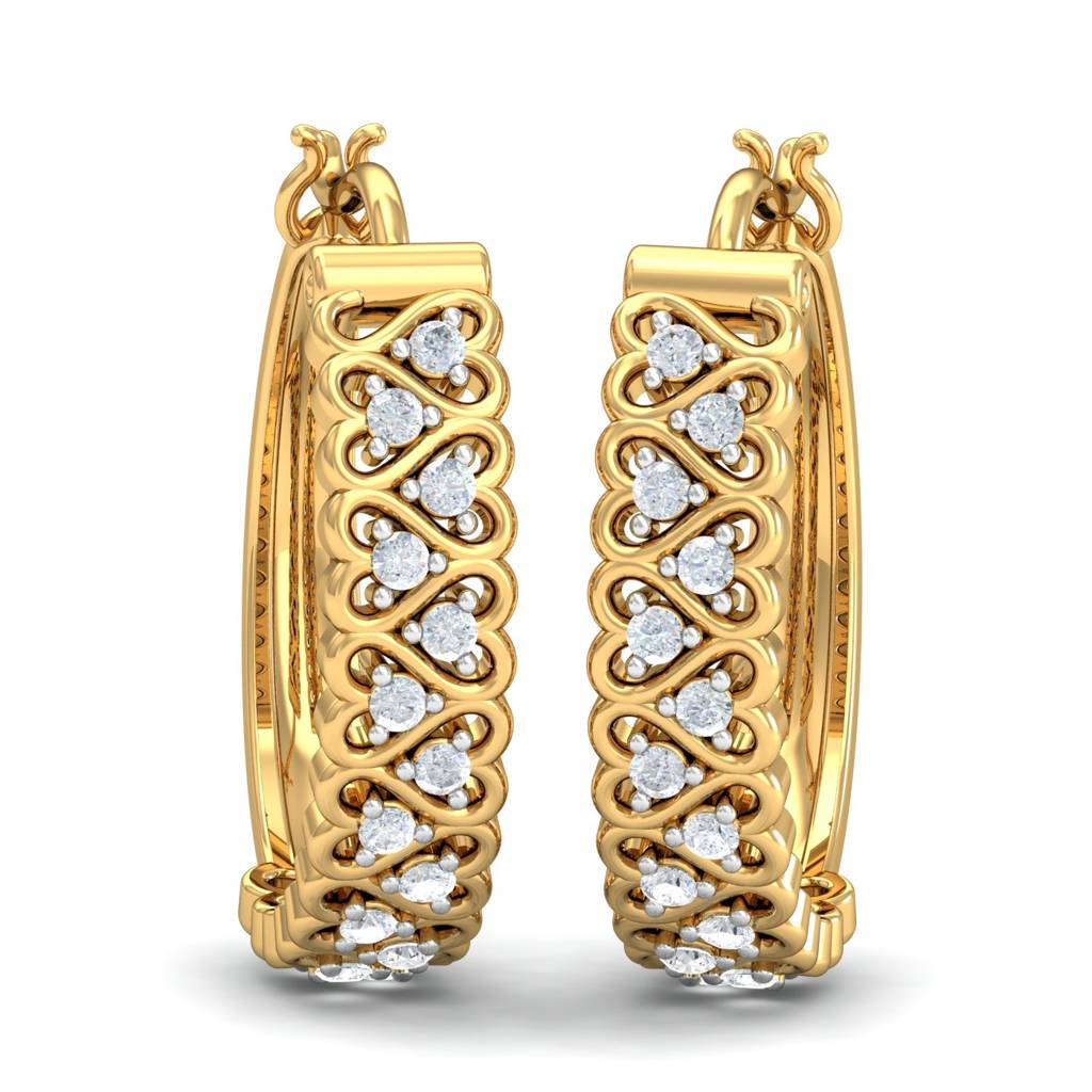 KuberBox 18K Yellow Gold Elise Diamond Hoop Earrings