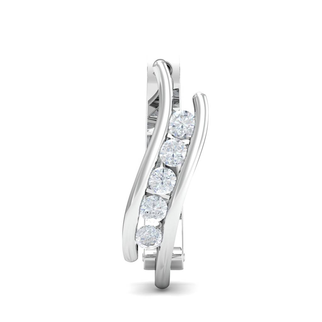 KuberBox 18K White Gold Soli Diamond Hoops