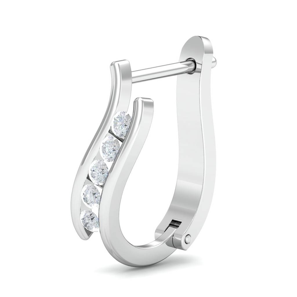 KuberBox 18K White Gold Soli Diamond Hoops