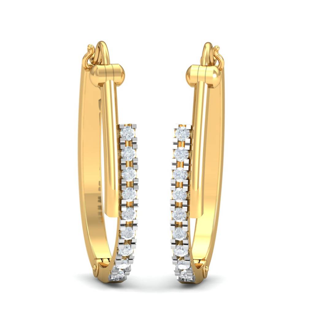 KuberBox 18K Yellow Gold Decima Contemporary Hoops