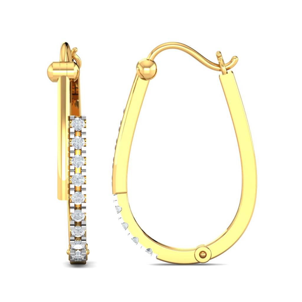 KuberBox 18K Yellow Gold Decima Contemporary Hoops