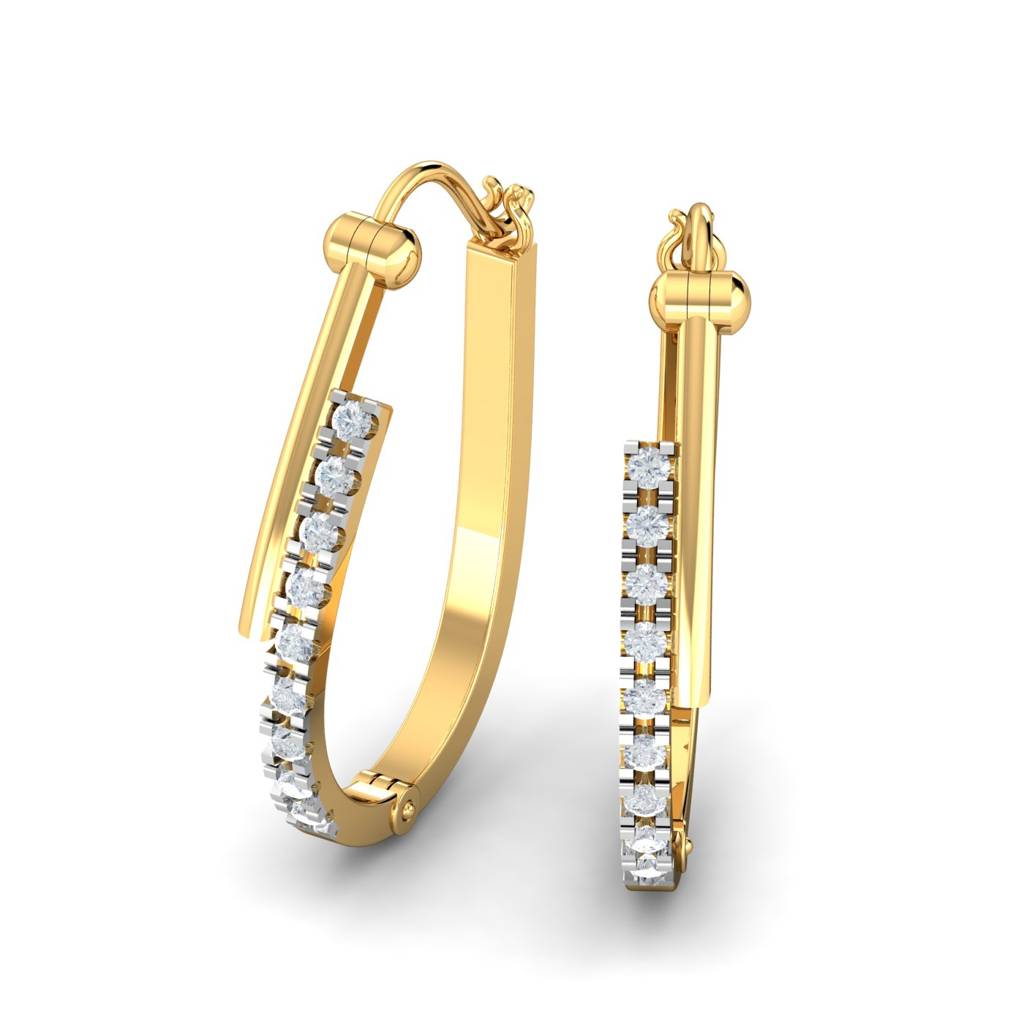 KuberBox 18K Yellow Gold Decima Contemporary Hoops