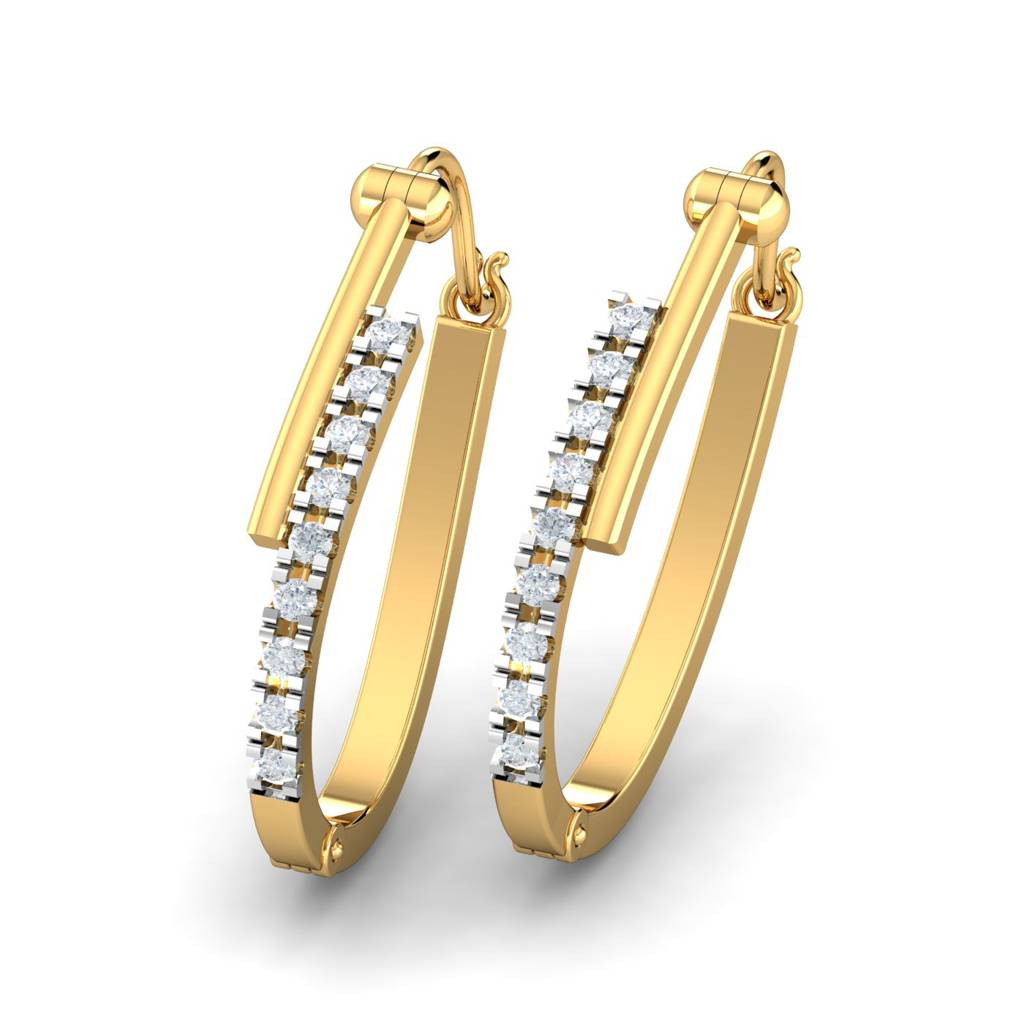 KuberBox 18K Yellow Gold Decima Contemporary Hoops