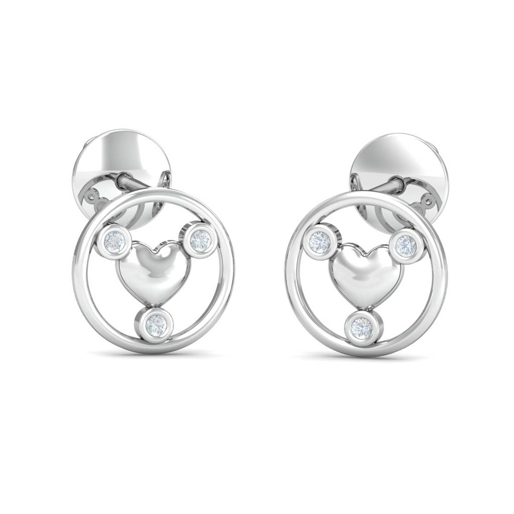 KuberBox 18K White Gold Tanaquil Heart Earrings