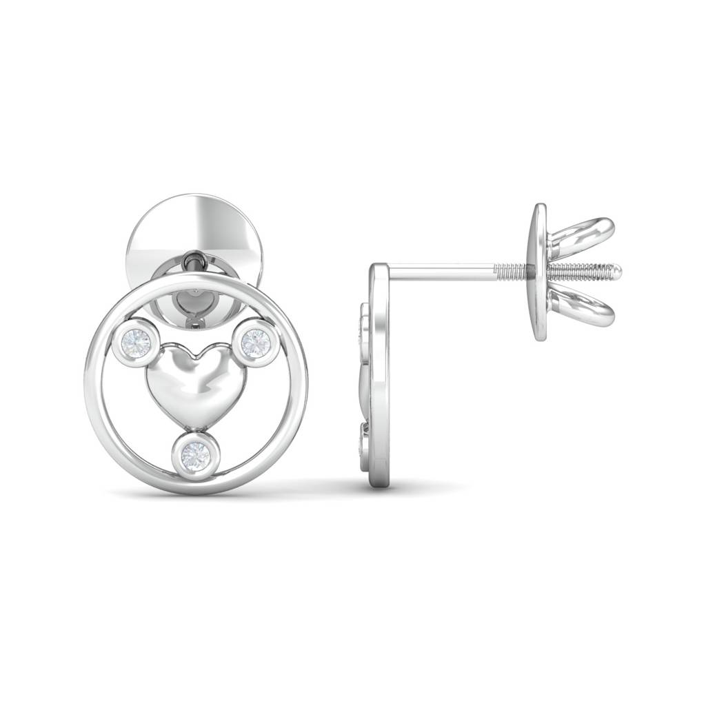 KuberBox 18K White Gold Tanaquil Heart Earrings