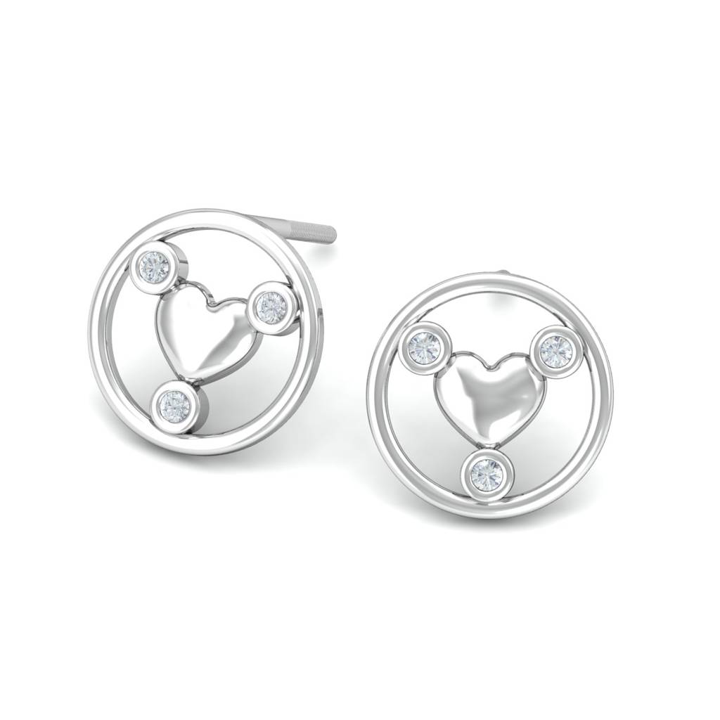 KuberBox 18K White Gold Tanaquil Heart Earrings