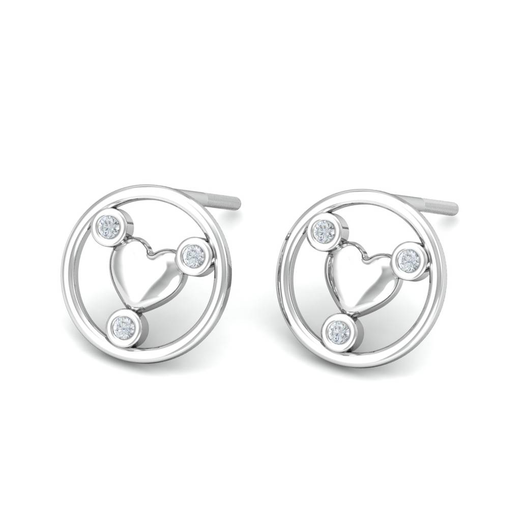 KuberBox 18K White Gold Tanaquil Heart Earrings