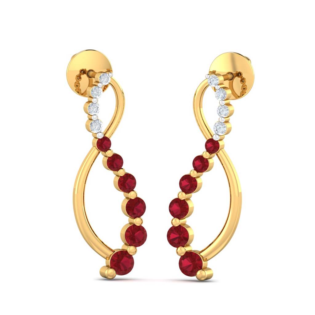 KuberBox 18K Yellow Gold Annia Ruby Earrings