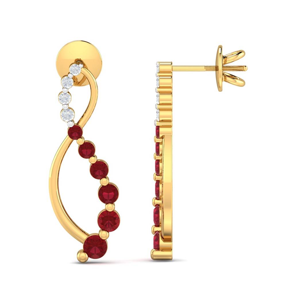 KuberBox 18K Yellow Gold Annia Ruby Earrings