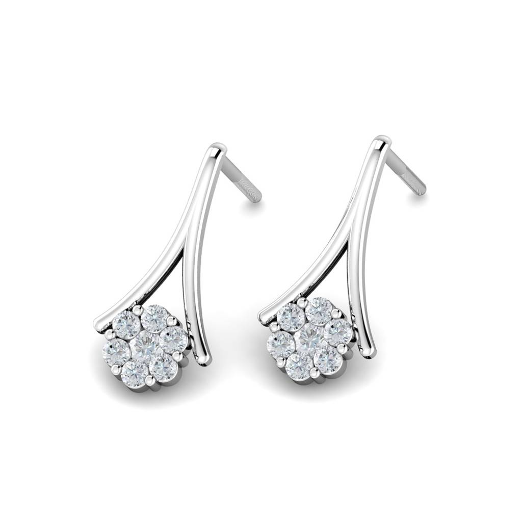 KuberBox 18K White Gold Ayse Stud Earrings